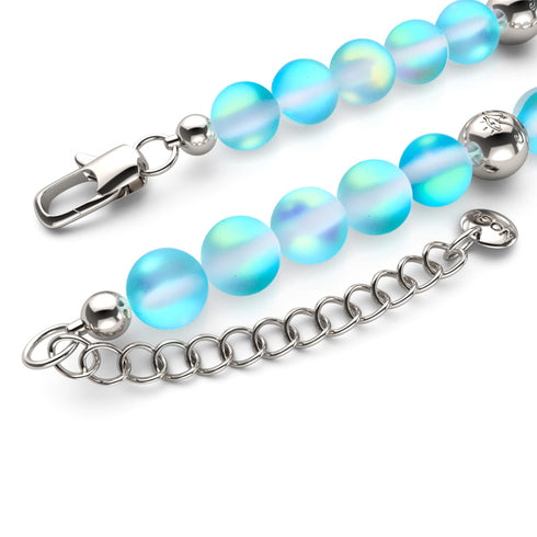 Aigue-marine | Argent | Collier de déclaration de verre de sirène